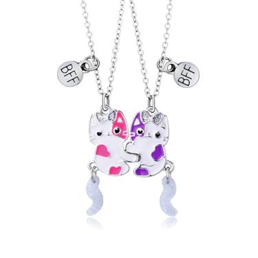 Imagem de Naturepernulo Conjunto de colar combinando Best Friend Cat para 2 mulheres BFF Cats Colar com pingente Amizade Bestie Colares, Moderate type, Metal, Sem Pedra Preciosa