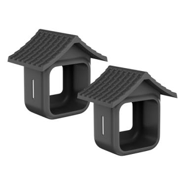 Imagem de Capa de silicone para Blink Outdoor 4 (4ª geração) – Capa protetora à prova de intempéries com aba do chapéu, proteção total da câmera, fácil instalação, preta, pacote com 2