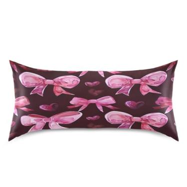 Imagem de Blueangle Linda fronha de cetim com gravata borboleta para cabelo e pele, fronha de seda, tamanho king (50,8 x 101,6 cm) - fronhas de cetim com fecho de envelope (355)