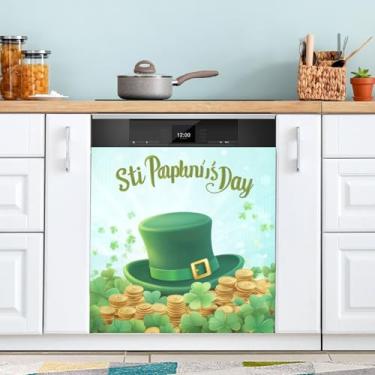 Imagem de ATTX Capa de ímã de lava-louças chapéu de São Patrício, 58 cm C x 66 cm A decoração da capa da máquina de lavar louça, decalques de armário doméstico adesivos de eletrodomésticos #65