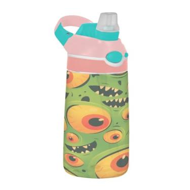 Imagem de ATTX Garrafa de água de desenho animado Monster Eyes de 473 ml – Garrafa de água reutilizável Tritan Sports & Travel com canudo e tampa de bico pop-up #302