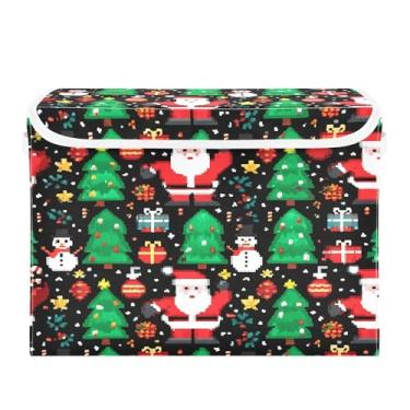 Imagem de SEHANY Cestas de armazenamento de Papai Noel de Natal com tampas, organizador de caixas de armazenamento de tecido para armário de roupas, cobertor de escritório, berçário, 42 x 32 x 30 cm