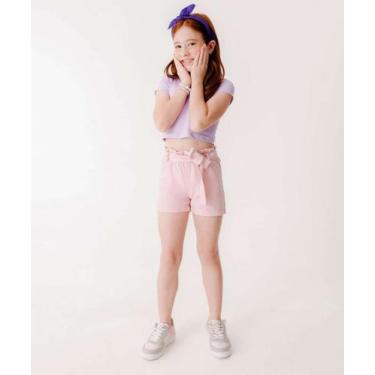 Imagem de Short Infantil Textura Clochard Marisa Tam 4 a 10-70207, 8, Rosa