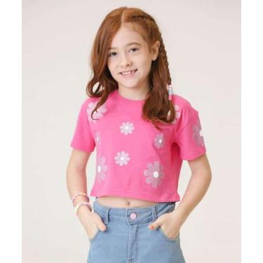 Imagem de Blusa Infantil Estampa Margaridas Marisa Tam 4 a 10-88000, Rosa, 4