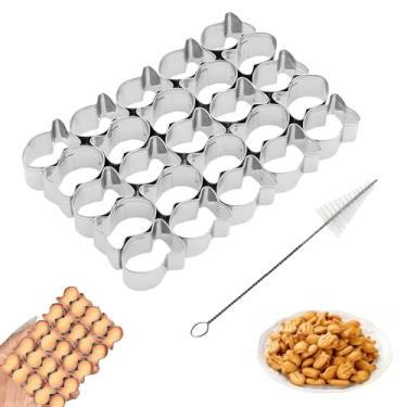 Imagem de Cortador de biscoito, aço inoxidável, cortador de biscoito de 25 cavidades com escova de limpeza, cortador de peixe dourado, cortador de biscoito, para massa antiaderente, faça você mesmo molde de