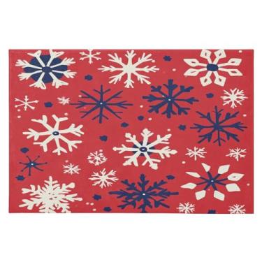 Imagem de CEBUGI Tapete de área 60 x 90 cm macio lavável tapete antiderrapante com revestimento de borracha flocos de neve tapetes de área para sala de estar, quarto, decoração de casa