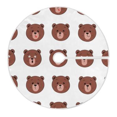 Imagem de Wassud Saia para árvore de Natal com laços seguros, tapete de árvore de Natal festivo de urso marrom de 119 cm para decoração de casa e festa de ano novo