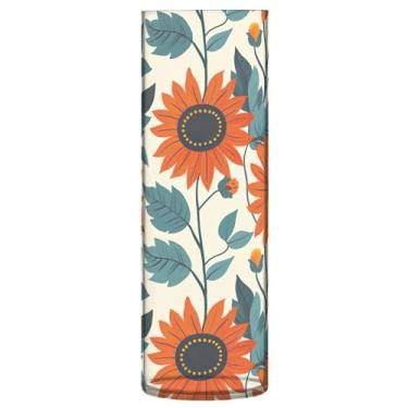 Imagem de Wassud Vaso de girassol laranja para flores, cilindro de plástico, estilo de casa de fazenda, decoração de quarto, decoração de casa, estética chique