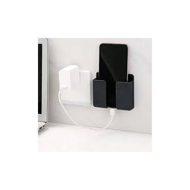 Imagem de Kit 2 Suportes Multiuso de Parede Adesivo para Celular e Controle Remoto – Suporte Universal Autocolante Sem Furo, Ideal para Quarto, Sala, Cozinha ou Escritório, Plástico Resistente e Design Moderno