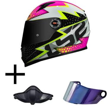 Imagem de Capacete LS2 FF358 Speedy Rosa Mais Viseira Camaleão E Narigueira Alta Hjc-Masculino