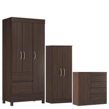 Imagem de Guarda Roupa Solteiro Wind com Multiuso Viena com Cômoda Montevidéu Ca