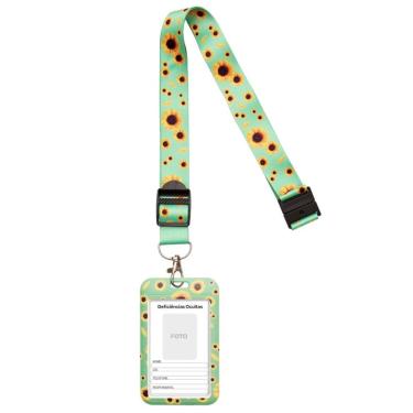 Imagem de Crachá de Identificação Deficiências Ocultas Girassol Cordão com Trava de Segurança Buba