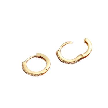 Imagem de Brincos de argola de ouro 16 K para mulheres, pequenos brincos de argola abraçados, brincos delicados de cartilagem de zircônia cúbica minúsculos e leves para orelhas sensíveis, 10mm, Aço inoxidável