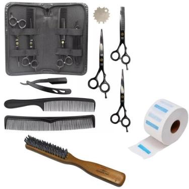 Imagem de Kit 3 Tesouras Profissionais Barbeiro E Cabeleireiro Gola Higiênica E 