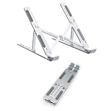 Imagem de Suporte para Notebook com 6 Níveis de Altura Ajustável Computador Portátil Plegável Flexível Design Ergonômico Oco Casa Escritório Estudante