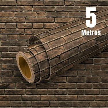 Imagem de Papel de Parede PREMIUM Rolo 5m Autoadesivo Tijolo Envelhecido Salas e