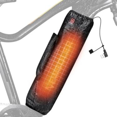 Imagem de INLETTER Capa térmica aquecida para bicicleta elétrica à prova d'água de inverno para bicicleta elétrica estende a vida útil da bateria em clima frio para deslocamento e pedalada, preta
