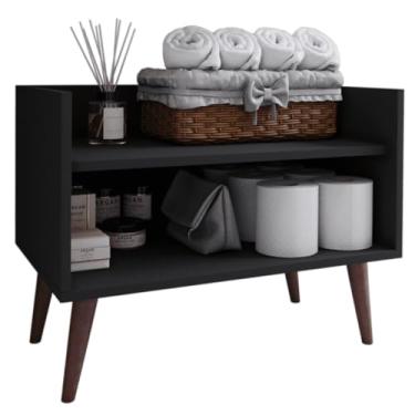 Imagem de Gabinete de Chão Armário Com Nicho Multiuso Organizador Pia Banheiro (Preto)