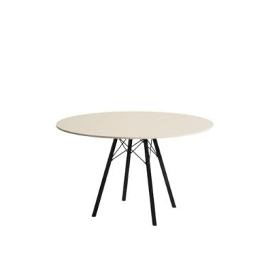 Imagem de Mesa de Jantar London Base de Ferro Modelo Tubular 4 Pés Tampo de Madeira 90cm Redondo
