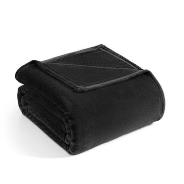 Imagem de Casa Platino Cobertor King – Manta de lã preta 108 x 90 para cama, sofá ou quarto de hóspedes – Cobertor de flanela leve e aconchegante – Uso em todas as estações