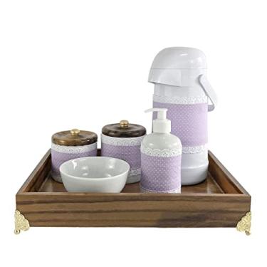 Imagem de Kit Higiene Provençal Dourado Com Nome Lilás Bebê Infantil