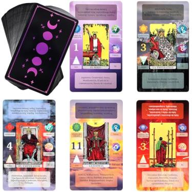 Imagem de BWTY Spanish Tarot Cards Set with Guide Book and 7 Chakra Cards. Learning Tarot Cards Deck for Beginners with Meanings on Them, Keywords, Astrology (Planet Zodiac), Yes or No, Elements, Numerology