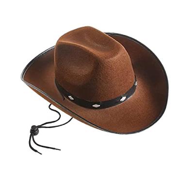 Imagem de Chapéu de Cowboy de Feltro Bonés de Jazz Cowgirl de Aba Larga Chapéu de Sol Adulto Unissex Chapéus de Feltro para Lembrancinhas de Festa Ao Livre a , Café