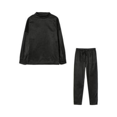 Imagem de 2025 outono e inverno camisola feminina gola alta casual calças de cor