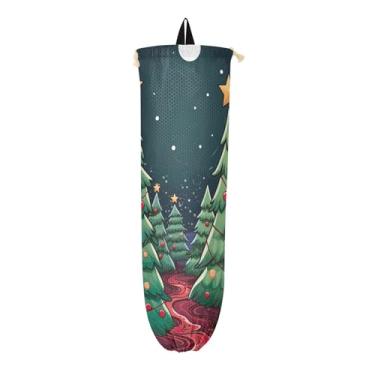 Imagem de Dispensador de saco de compras de Natal com árvores, suporte de saco plástico de cozinha, suporte de saco de pendurar para sacolas plásticas