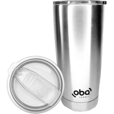 Imagem de Copo Térmico com Tampa Deslizante e Parede Dupla com Abridor Bebidas Frias e Quentes 591ml, Diversas Cores (Inox)