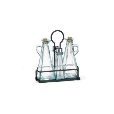 Imagem de Tablecraft 61517RBK Suporte de metal para óleo e vinagre, sal e pimenta-61517RBK