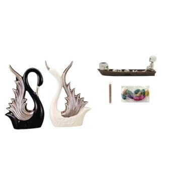 Imagem de Whtkoph Estatuetas de Cisne de Cerâmica, Esculturas, Enfeites de Mesa, Decorações de Aniversário, Lareiras, Queimadores de Mesa, Decoração para Casa