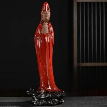 Imagem de FENNYYAR Ornamento doméstico de estátua de Buda estilo chinês, 39 cm 38,9 cm, Bodhisattva de Guanyin, decoração Feng Shui