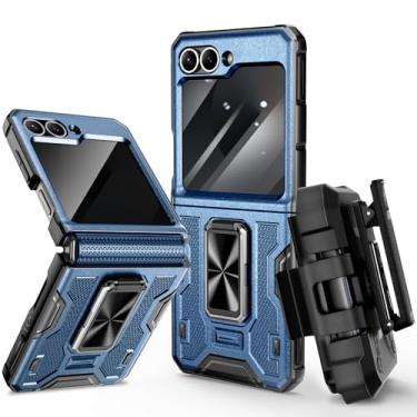 Imagem de VEGO Capa para Samsung Flip 6 com clipe de cinto, capa de proteção de dobradiça com suporte de anel de 360° e protetor de tela de câmera de privacidade capa protetora resistente para Galaxy Z Flip6