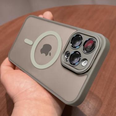 Imagem de Capa de carregamento magnético sem fio com armadura fosca de luxo para iPhone 11, 12, 13, 14, 15, 16 Pro Max Plus, capa rígida à prova de choque, azul-celeste, para iPhone 16 Plus