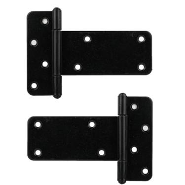 Imagem de Pubotlu Dobradiças de porta em T, dobradiça em T resistente, dobradiças T-Gate, dobradiças de alça de portão, ferragens forjadas pretas para cercas de madeira, porta de celeiro, portas de galpão (12,7