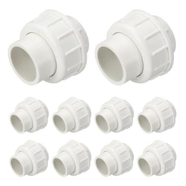 Imagem de DTGN 12 peças de encaixe de tubulação de união de PVC de 3/10.2 cm, SCH40 (soquete x soquete) Adaptador de acoplamento de união deslizante de PVC para conexão de tubo, extensão de mangueira, branco