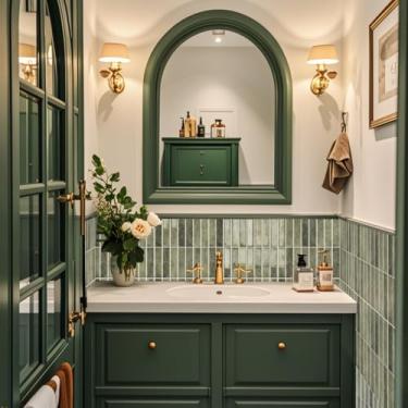 Imagem de Alwayspon 10 folhas 30,48 cm x 30,5 cm retrô verde 3D vinil Backsplash azulejos, adesivos autoadesivos de parede adesivos adesivos em azulejos de metrô para cozinha banheiro parede