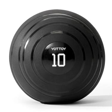 Imagem de YOTTOY Bola medicinal para exercício para 6 e 10 e 6,8 kg, aderência antiderrapante, construção durável, treinamento de enchimento de areia, treino, academia para homens e mulheres (preto obsidiano