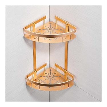 Imagem de Prateleiras de chuveiro prateleiras de banheiro de alumínio de duas camadas, suporte de parede com ganchos para xampu cesta de cosméticos para chuveiro, acessórios para casa, prateleira de banho