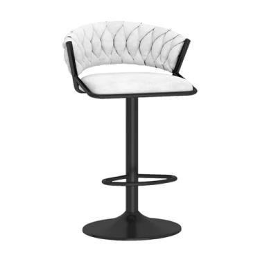 Imagem de Bancos de bar giratórios, 1 peça, banquetas de veludo ajustáveis para cozinha, ilha, sala de jantar, cadeiras de bar modernas com encosto trançado