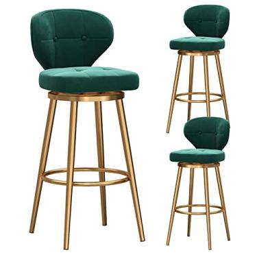 Imagem de Banquetas de bar com altura de bar, conjunto de 3 bancos de bar modernos, cadeiras de bar de veludo com encosto de cozinha, bancos de ilha para casa, bar, sala de jantar