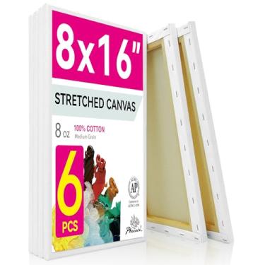 Imagem de PHOENIX Pintura artística em tela esticada de algodão branco - 20 x 40 cm / 6 pacotes - perfil de 1,5 cm com primer triplo para tintas a óleo e acrílicas