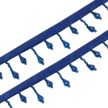 Imagem de OLYCRAFT Fita de strass azul marinho com 3 metros de franja decorativa com contas de franja para casamento, noiva, artesanato, decoração de roupas de casa