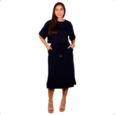 Imagem de Conjunto Feminino Viscolycra Moda Evangélica Saia Midi e Blusa Manga C