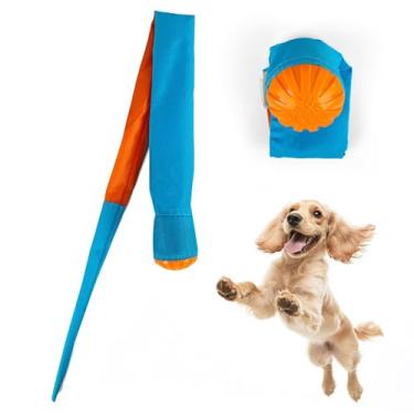 Imagem de ALL FOR PAWS Brinquedo de bola para cães Tail Fetch, brinquedo interativo para cães médios e grandes, lançador de longa distância de até 50 metros, bola de borracha estridente durável com cauda de