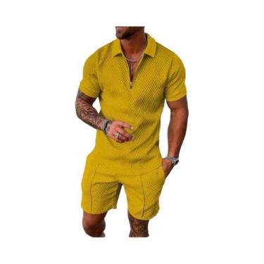 Imagem de Conjunto De Camiseta E Shorts Masculinos Pretos, T-Shirt Esportiva De 