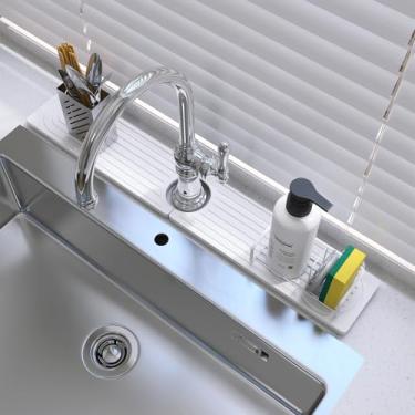 Imagem de Hopegiver Tapete de torneira de pedra para pia de cozinha - Protetor de pia de diatomita de secagem rápida evita umidade, bandeja de pedra super absorvente de água para balcão de cozinha e banheiro