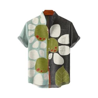 Imagem de Camisa De Linho Masculina De Verão Com Estampa Artística Em Cores, Man