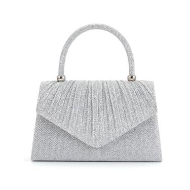 Imagem de OMEKAR Bolsa de noite, bolsas de mão pequenas brilhantes para mulheres, festa de casamento, bolsa de ombro feminina, bolsa tiracolo, Prata, Medium